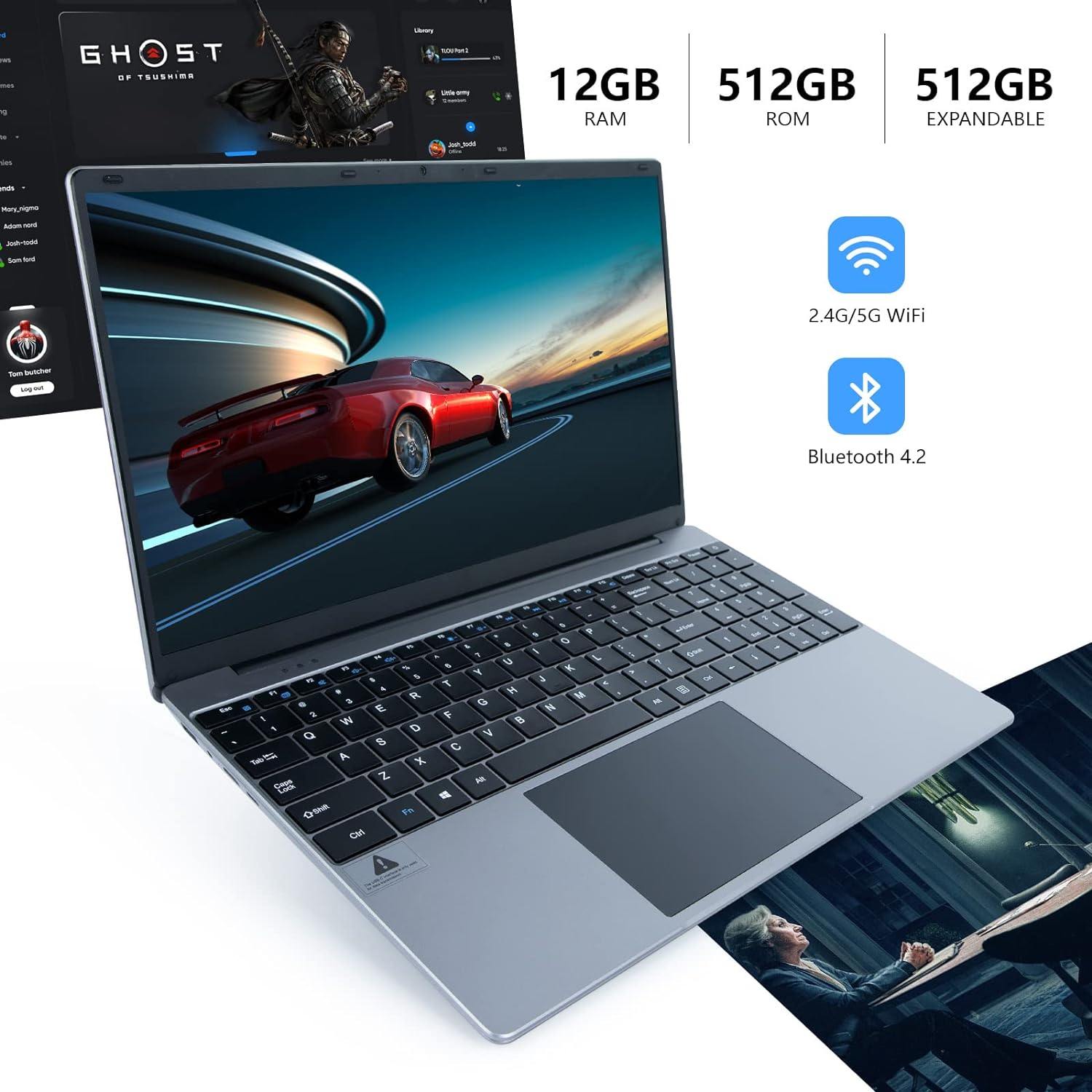 ANMESC Laptop Computer 15.6 with 1080P FHD Display, Quad-Core Intel Celeron N5095 Processors, 12GB DDR4 512GB SSD,Windows 11 Laptop Computers