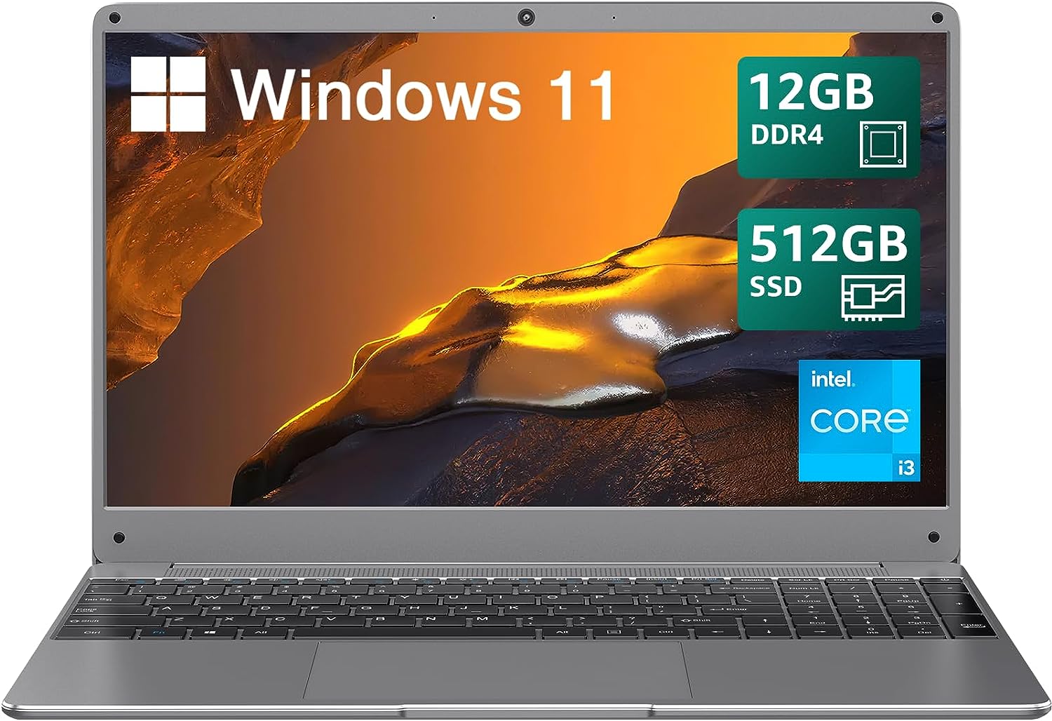 BiTECOOL 15.6 Windows 11 Laptop, Intel Core i3-5005U, 12GB RAM, 512GB SSD, FHD IPS Display, 2.4G/5G WiFi, BT5.0, RJ45, Type C, Webcam, Long Battery Life - for Work, Study, and Entertainment