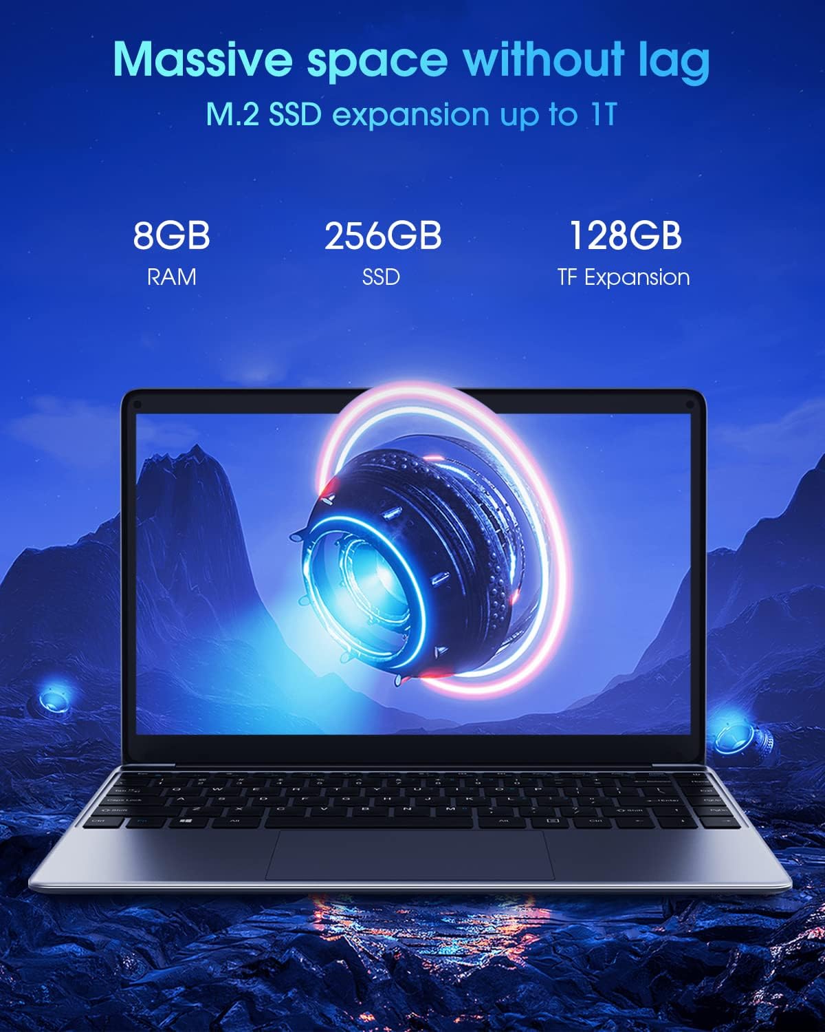 CHUWI HeroBook Pro 14.1 Laptop, 8GB RAM 256GB SSD, Windows 11 Laptop, 1TB SSD Expand, Intel Celeron N4020(up to 2.8GHz), 2K FHD IPS Display, Ultra Slim, Mini-HDMI, 5G WiFi, USB3.0, Webcam,TF Card