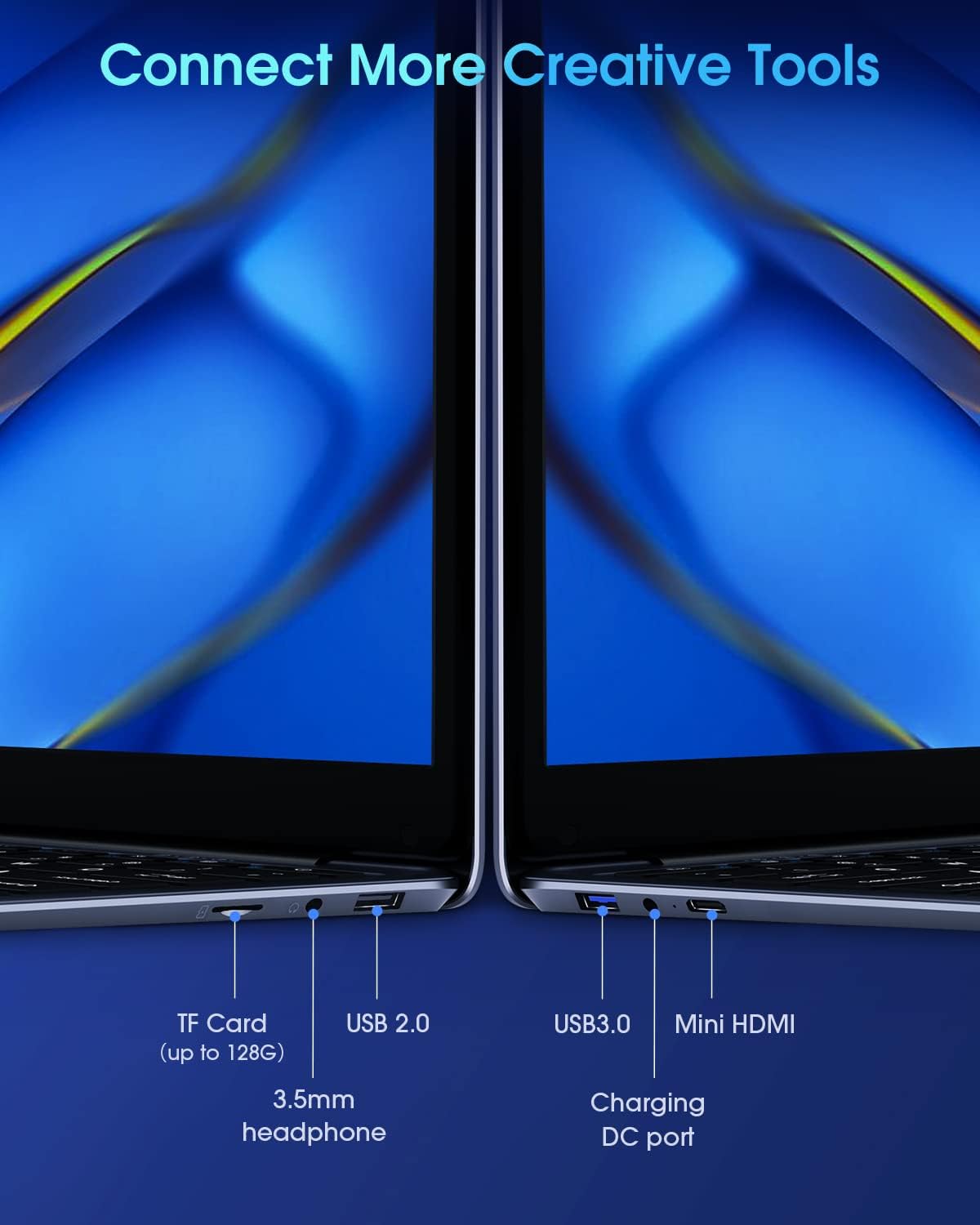 CHUWI HeroBook Pro 14.1 Laptop, 8GB RAM 256GB SSD, Windows 11 Laptop, 1TB SSD Expand, Intel Celeron N4020(up to 2.8GHz), 2K FHD IPS Display, Ultra Slim, Mini-HDMI, 5G WiFi, USB3.0, Webcam,TF Card