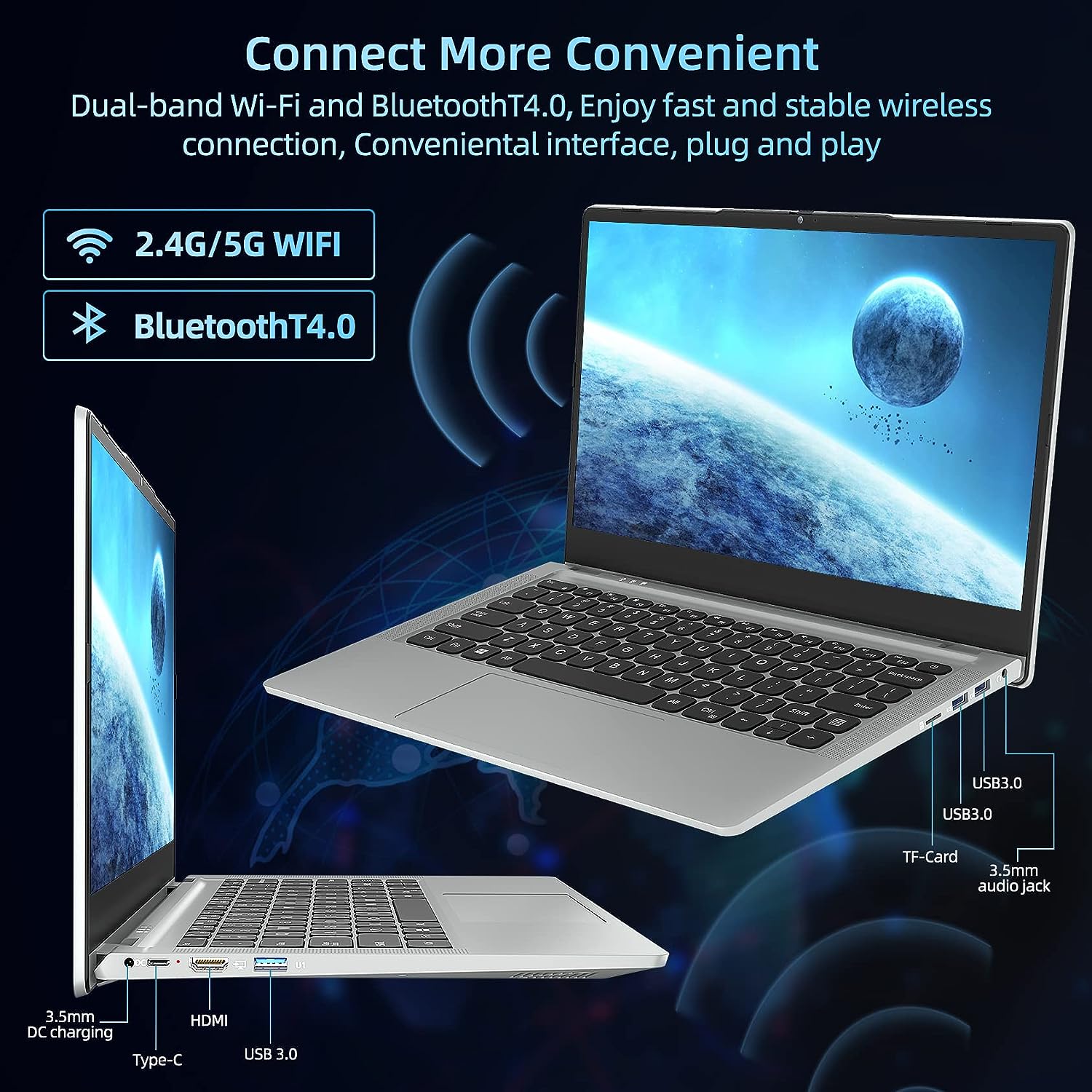 jumper Laptop 24GB LPDDR4X RAM, 1024GB NVMe SSD, Intel Core i5 (up to 3.6GHz), 14 Inch FHD IPS Display, Windows 11 Laptops Computer, 4 Stereo Speakers, USB3.0*3, 51300mWH, Cooling Fan, Type-C, Metal.