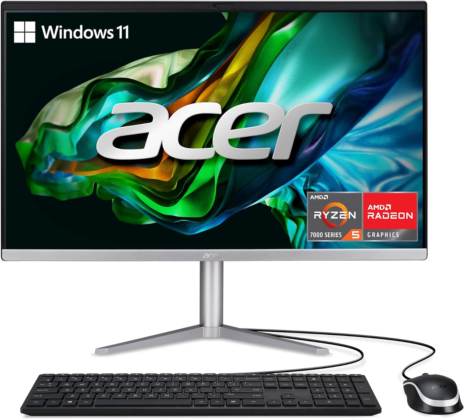 Acer Aspire C24-1300-UR31 AIO Desktop | 23.8 Full HD IPS Display | AMD Ryzen 3 7320U Quad-Core Processor | AMD Radeon 610M Graphics | 8GB LPDDR5 | 512GB PCIe SSD | Wi-Fi 6E | Windows 11 Home,Black