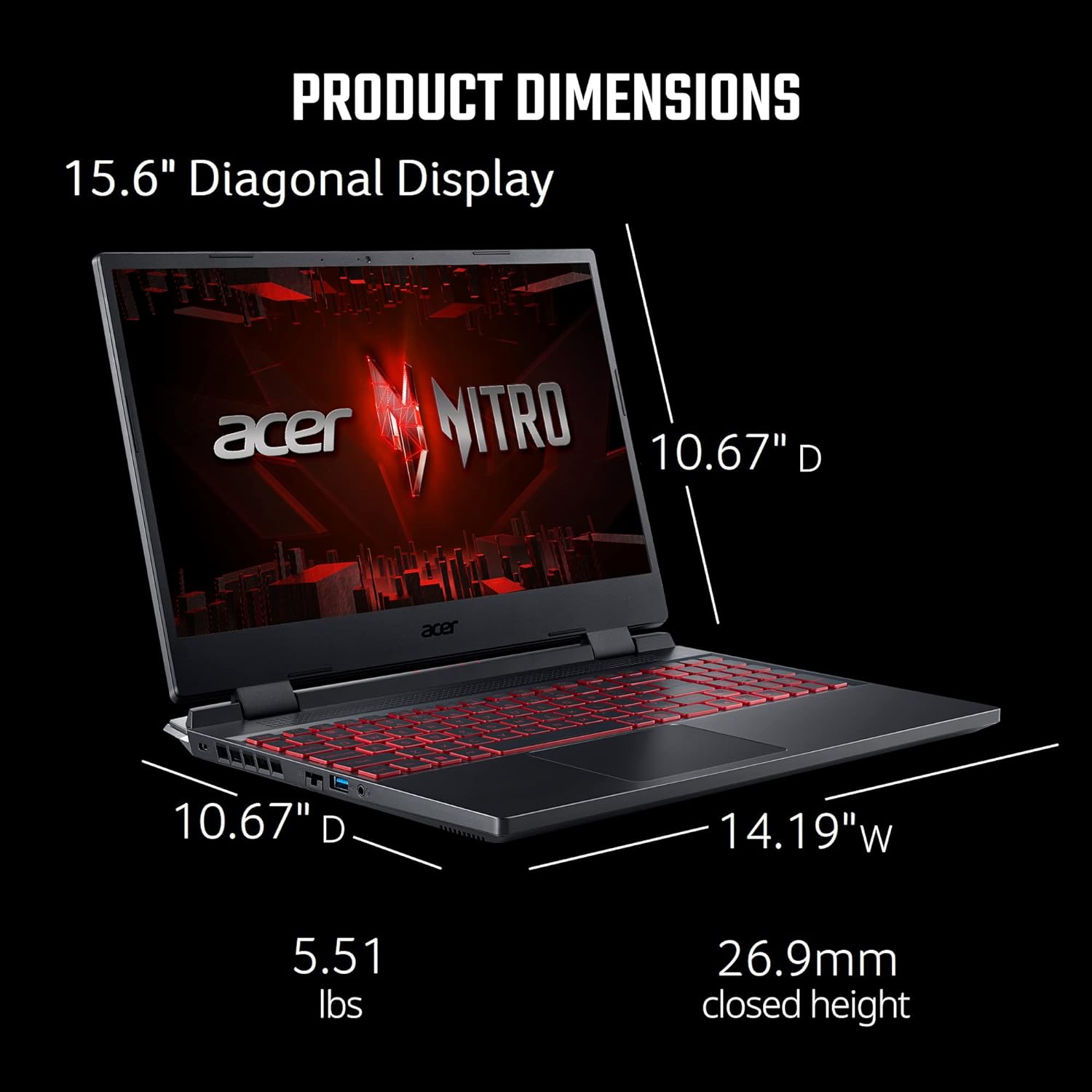 Acer Nitro 5 AN515-58-525P Gaming Laptop |Core i5-12500H | NVIDIA GeForce RTX 3050 Laptop GPU | 15.6 FHD 144Hz IPS Display | 8GB DDR4 | 512GB PCIe Gen 4 SSD | Killer Wi-Fi 6 | Backlit Keyboard, Black