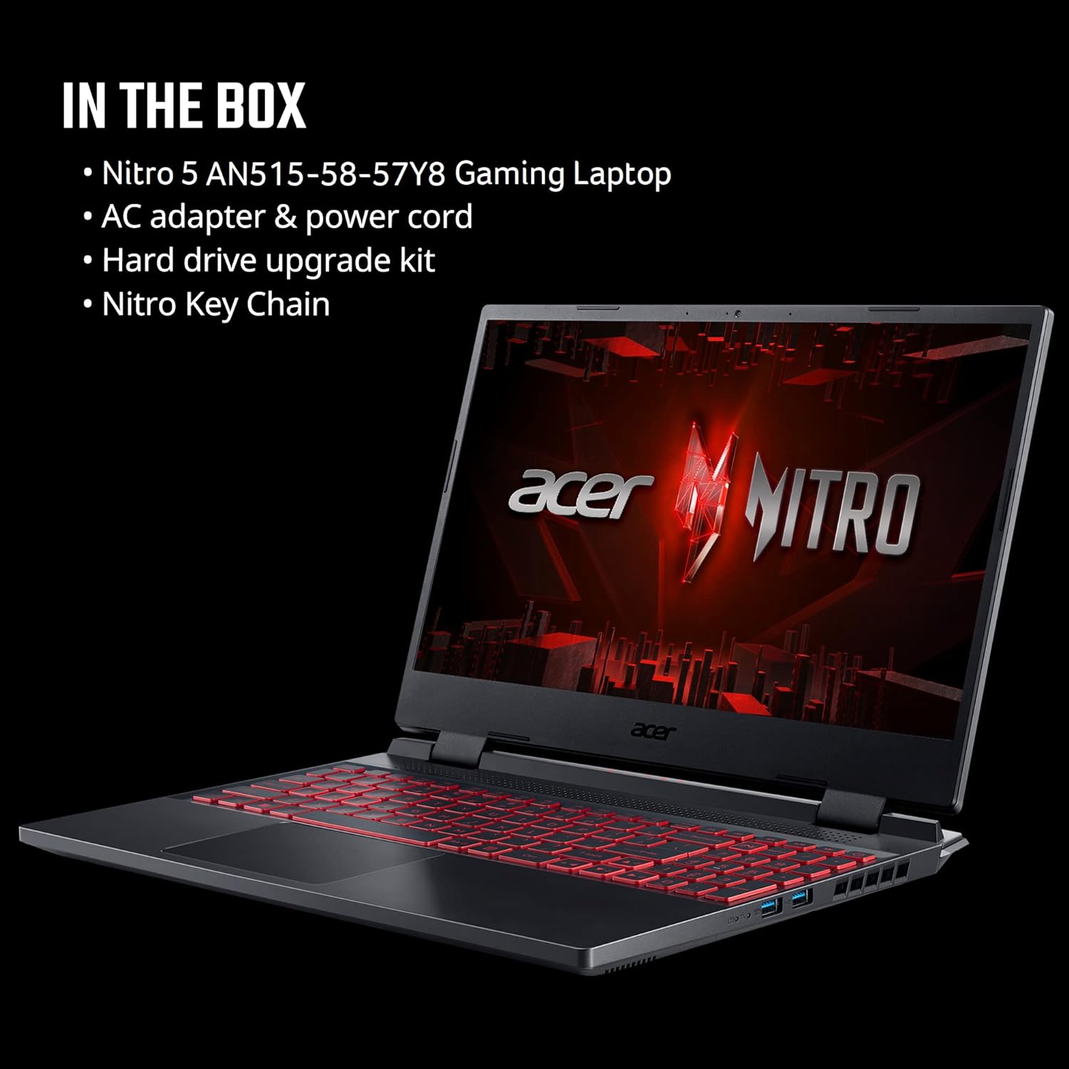 Acer Nitro 5 AN515-58-525P Gaming Laptop |Core i5-12500H | NVIDIA GeForce RTX 3050 Laptop GPU | 15.6 FHD 144Hz IPS Display | 8GB DDR4 | 512GB PCIe Gen 4 SSD | Killer Wi-Fi 6 | Backlit Keyboard, Black