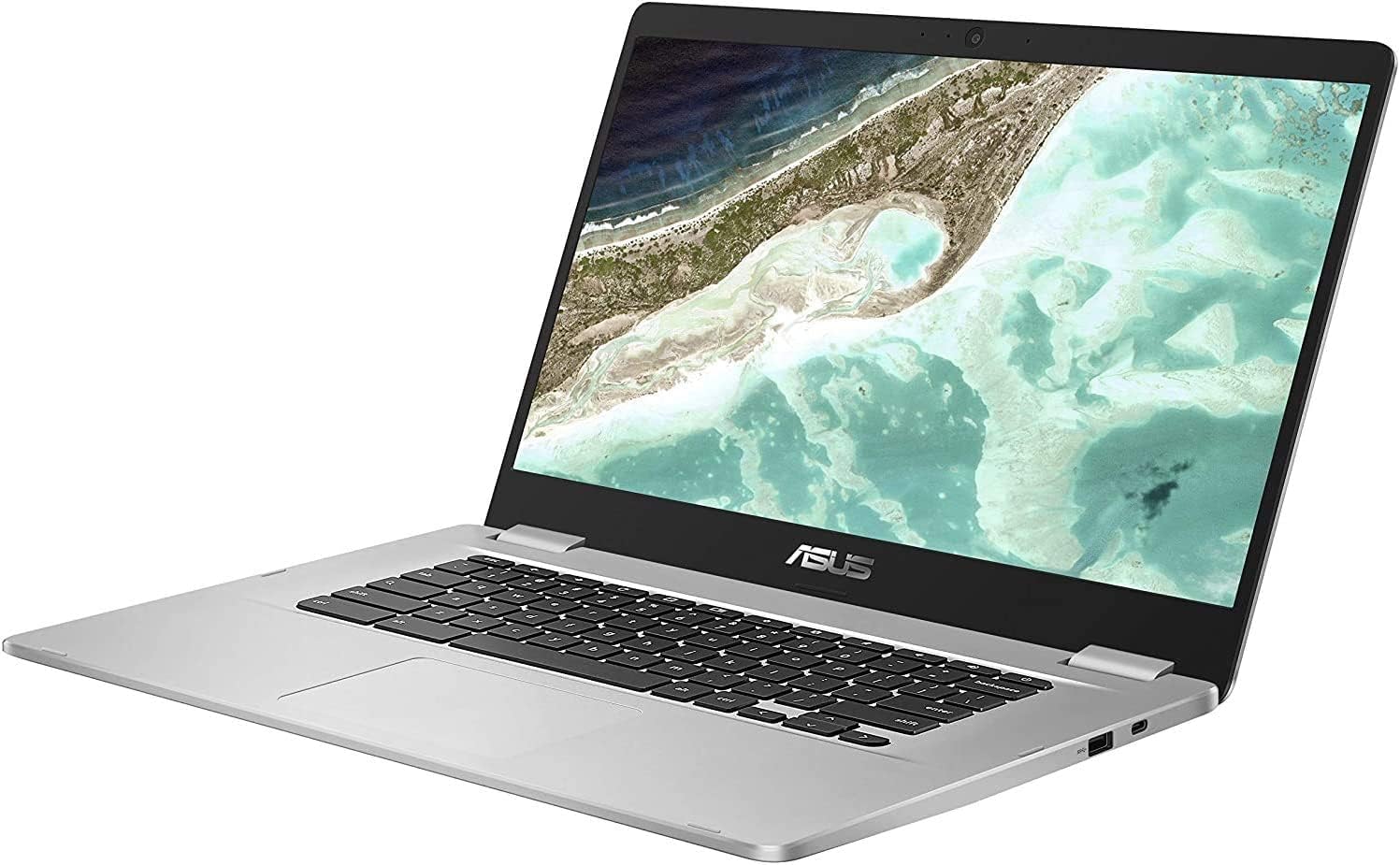 Asus C523NA Chromebook 15.6 HD Laptop, Intel Celeron N3350 Processor, 4GB RAM, 64GB eMMC Flash Memory, Intel HD Graphics, HD Webcam, Stereo Speakers, Chrome OS, Silver, (renewed)