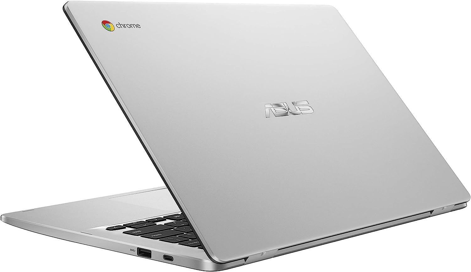 Asus C523NA Chromebook 15.6 HD Laptop, Intel Celeron N3350 Processor, 4GB RAM, 64GB eMMC Flash Memory, Intel HD Graphics, HD Webcam, Stereo Speakers, Chrome OS, Silver, (renewed)