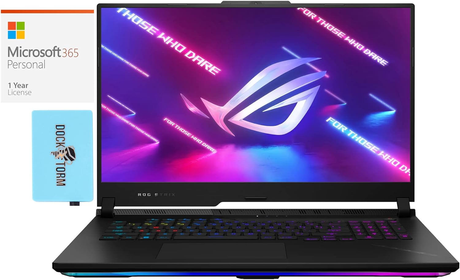 ASUS ROG Strix SCAR-17 G733 Gaming  Entertainment Laptop (AMD Ryzen 9 7945HX 16-Core, 64GB DDR5 4800MHz RAM, 8TB PCIe SSD, Win 11 Pro) with MS 365 Personal, Dockztorm Hub