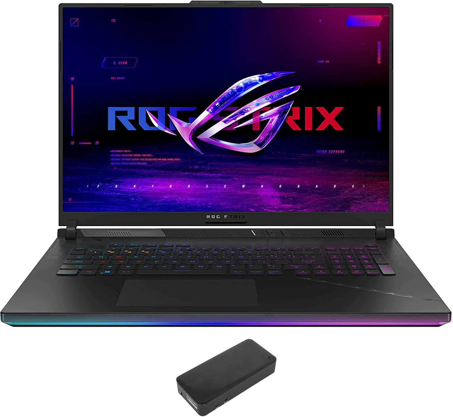 ASUS ROG Strix Scar 18 G834 Gaming  Entertainment Laptop (Intel i9-13980HX 24-Core, 64GB DDR5 4800MHz RAM, 2TB PCIe SSD, GeForce RTX 4090, 18.4 240Hz Win 11 Pro) with DV4K Dock