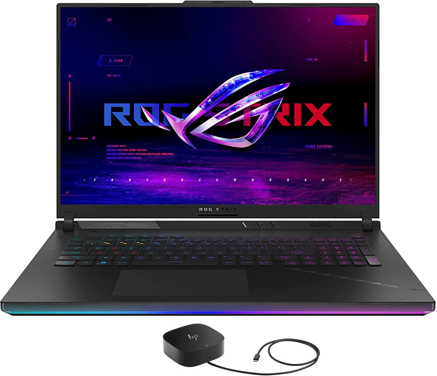 ASUS ROG Strix Scar 18 G834 Gaming  Entertainment Laptop (Intel i9-13980HX 24-Core, 64GB DDR5 4800MHz RAM, 2x4TB PCIe SSD RAID 0 (8TB), GeForce RTX 4090, 18.4 240Hz Win 11 Pro) with G5 Dock