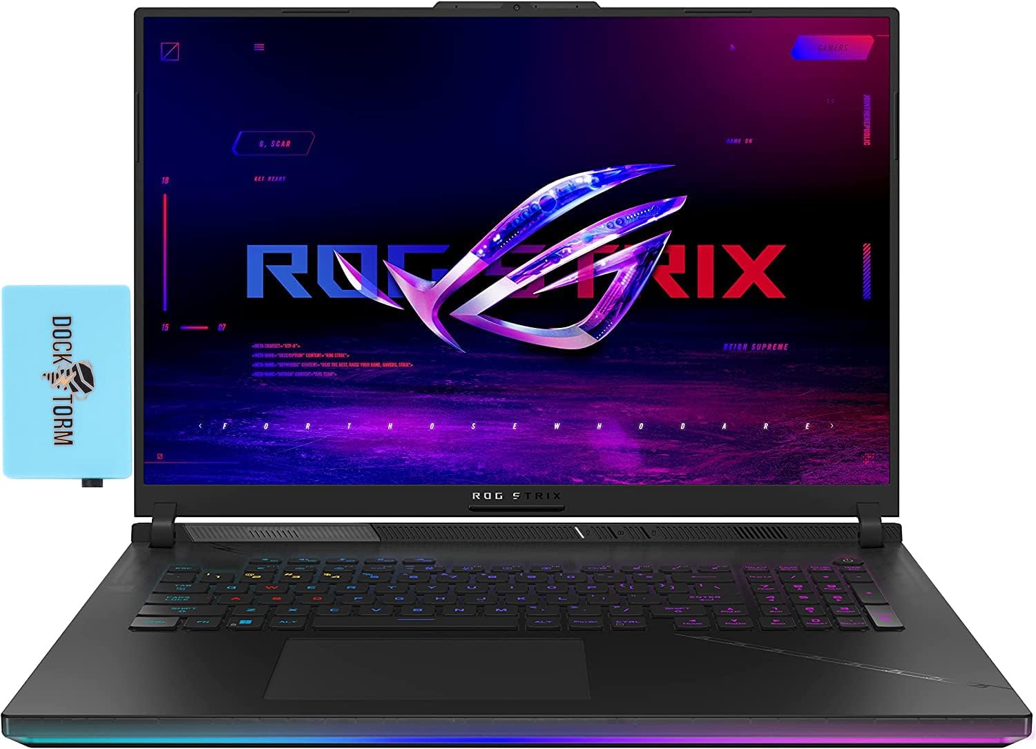 ASUS ROG Strix Scar 18.4 240Hz WQXGA Gaming Laptop (Intel i9-13980HX 24-Core, 64GB DDR5, 2x8TB PCIe SSD, GeForce RTX 4090 16GB, RGB Backlit KYB, Thunderbolt 4, WiFi 6, Win11Pro) w/Dockztorm Dock