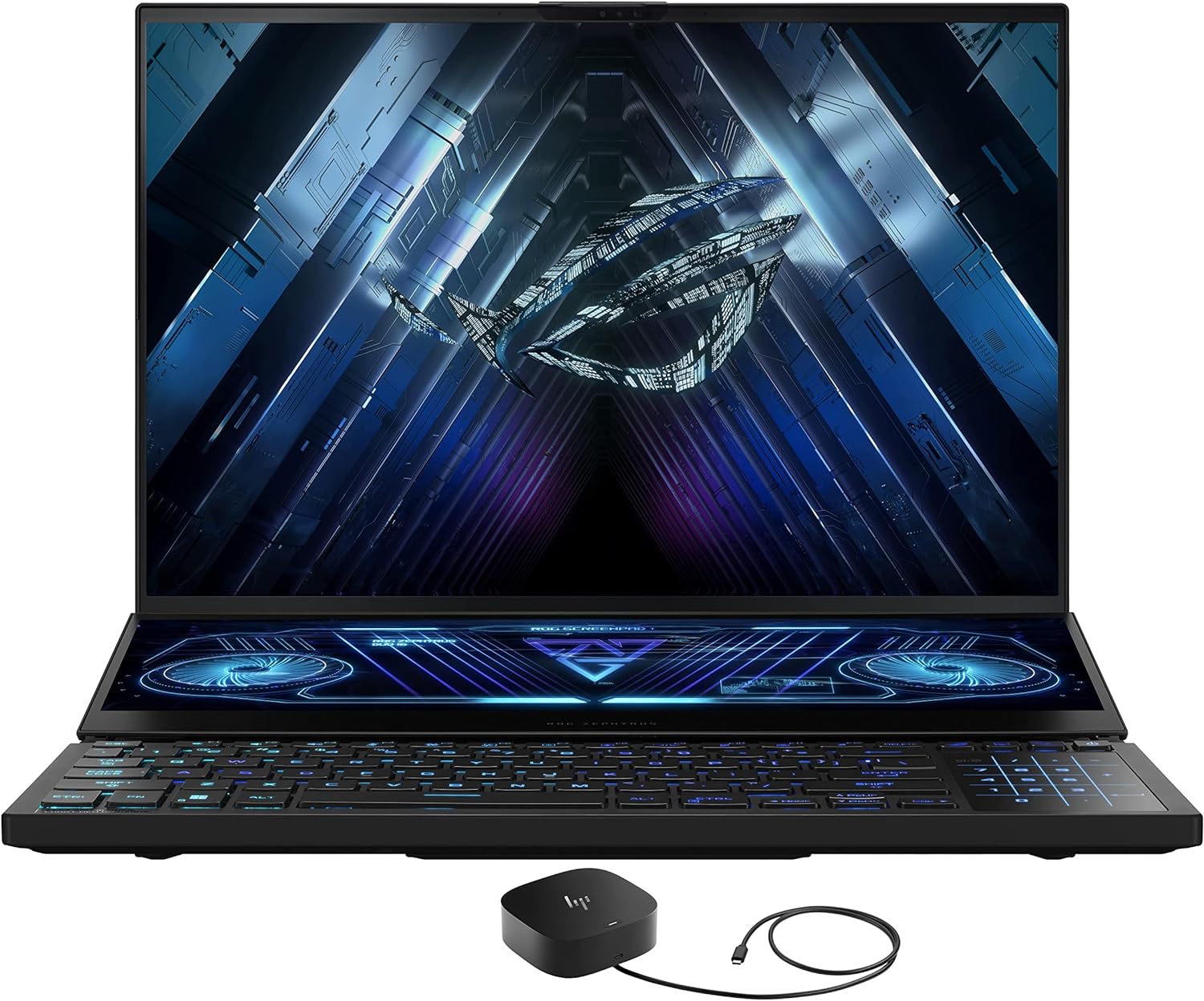 ASUS ROG Zephyrus Duo 16 GX650 GX Gaming  Entertainment Laptop (AMD Ryzen 9 7945HX 16-Core, 64GB DDR5 4800MHz RAM, 2x8TB PCIe SSD RAID 0 (16TB), GeForce RTX 4080, 16.0 Win 11 Pro) with G5 Dock