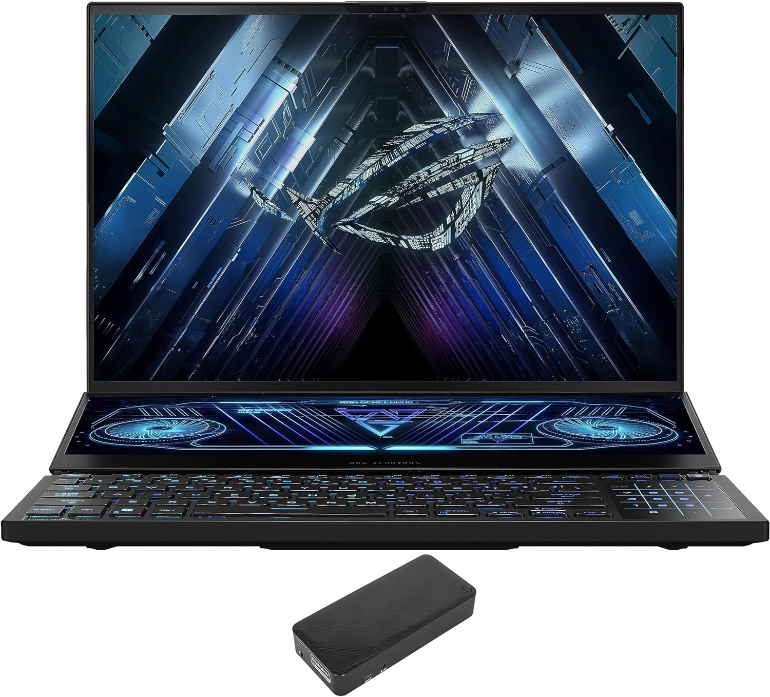 ASUS ROG Zephyrus Duo 16 GX650 GX Gaming  Entertainment Laptop (AMD Ryzen 9 7945HX 16-Core, 64GB DDR5 4800MHz RAM, 2x8TB PCIe SSD RAID 1 (8TB), GeForce RTX 4080, 16.0 Win 11 Pro) with DV4K Dock