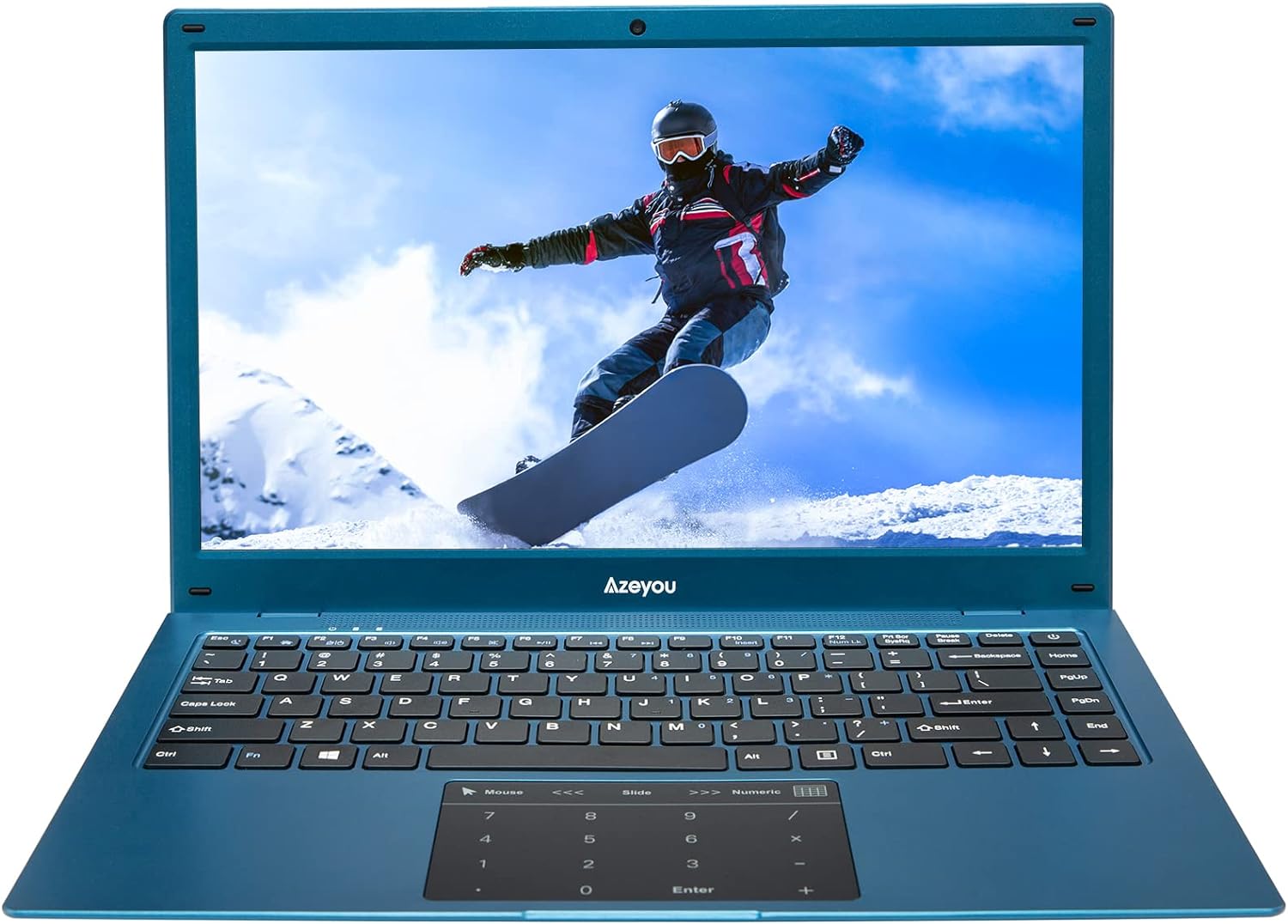 Azeyou Newest 14.1 Thin Light Business Student Laptop Computer, up to 2.8GHz Celeron N4020 Processor, 4GB DDR4 RAM, 64GB Storage, 2MP Webcam, WiFi, Bluetooth, Windows 11 Laptop Blue