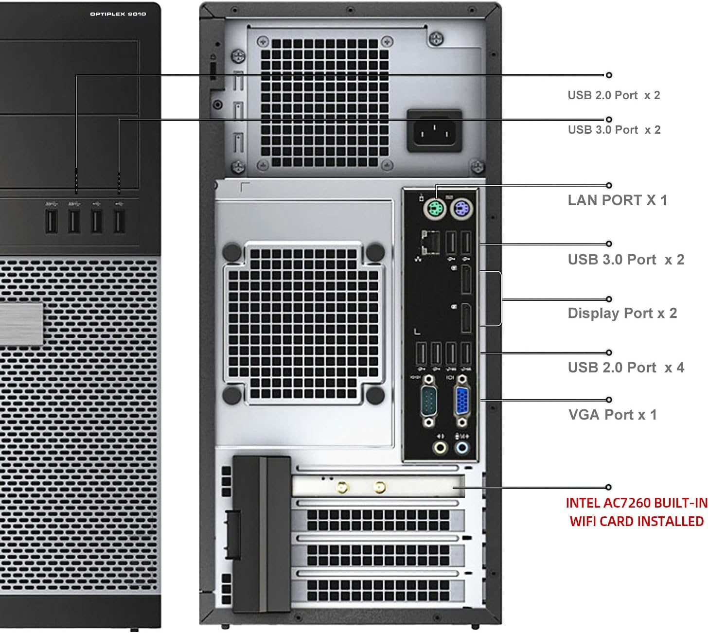 Dell OptiPlex 9010 Tower Computers PC and 24 Inch Monitor Bundle,Intel i7 3.4GHz, 32GB Ram New 512GB SSD,Intel AC7260 Built WiFi Bluetooth,Refurbished Desktop Computers,Windows 10 Pro (Renewed) Black