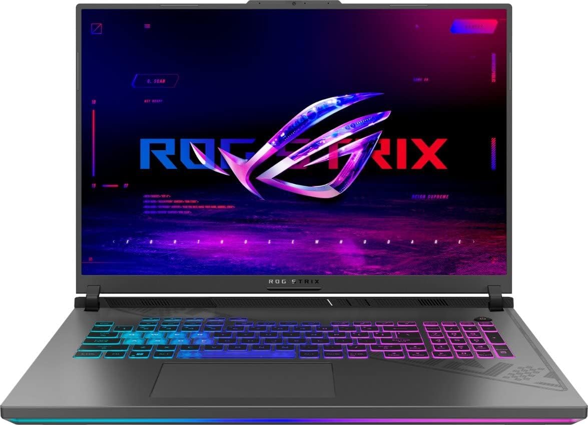 ME2 MichaelElectronics2 ASUS ROG Strix G18 18 240Hz WQXGA IPS Gaming Laptop (Intel i9-13980HX 24-Core, GeForce RTX 4080 12GB, 64GB DDR5 4800MHz, 8TB PCIe SSD, RGB KYB, WiFi 6E, Win11Pro)