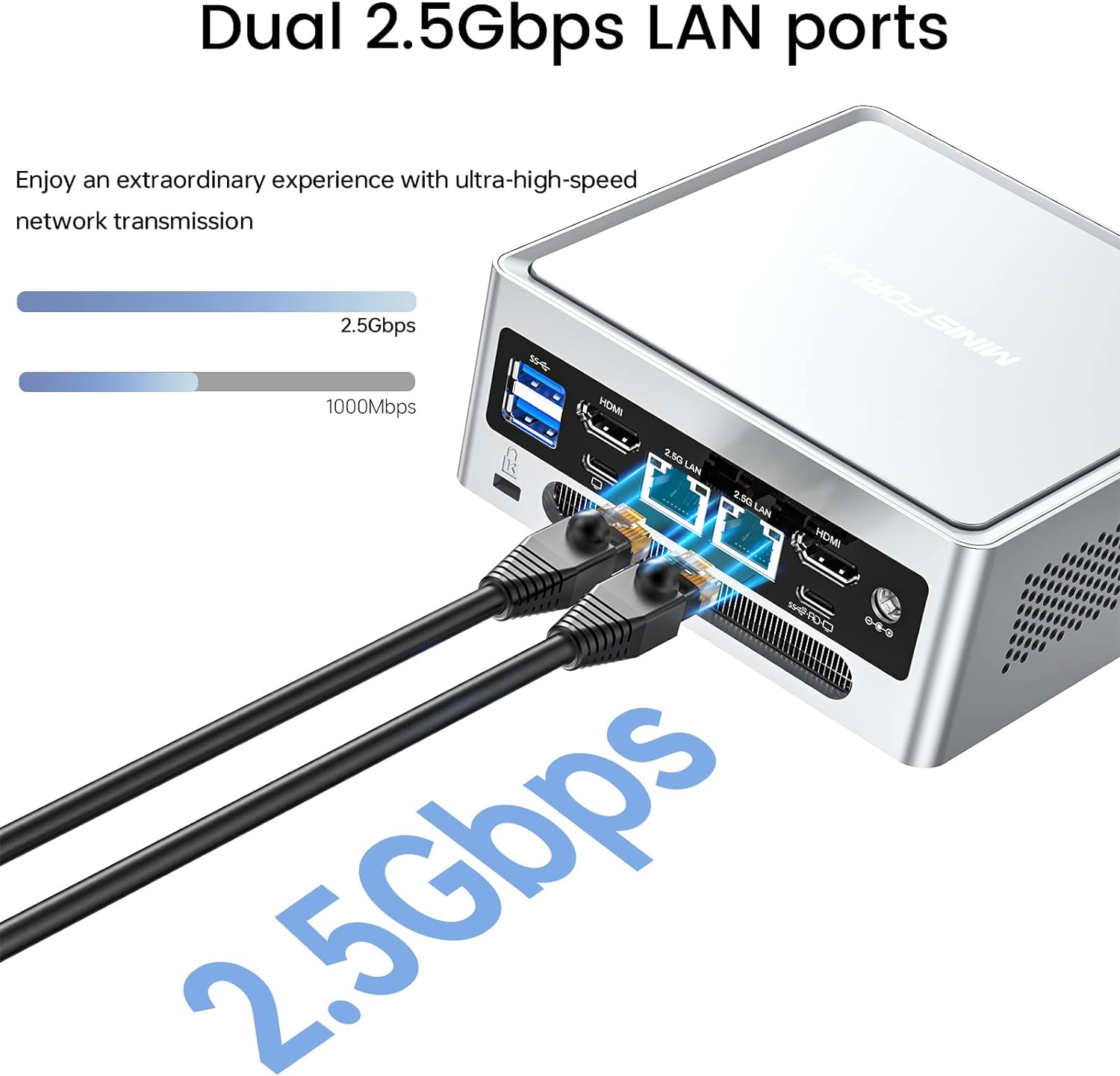 MINISFORUM NPB5 Mini PC 32GB DDR5 512GB SSD with Intel Core i5-13500H, 12 cores 16 Threads, 2 x HDMI Ports  2X USB4 Port (8K@60Hz), 1 x USB Type-C, 4 x USB Type A, 2 x 2.5 G RJ45 LAN