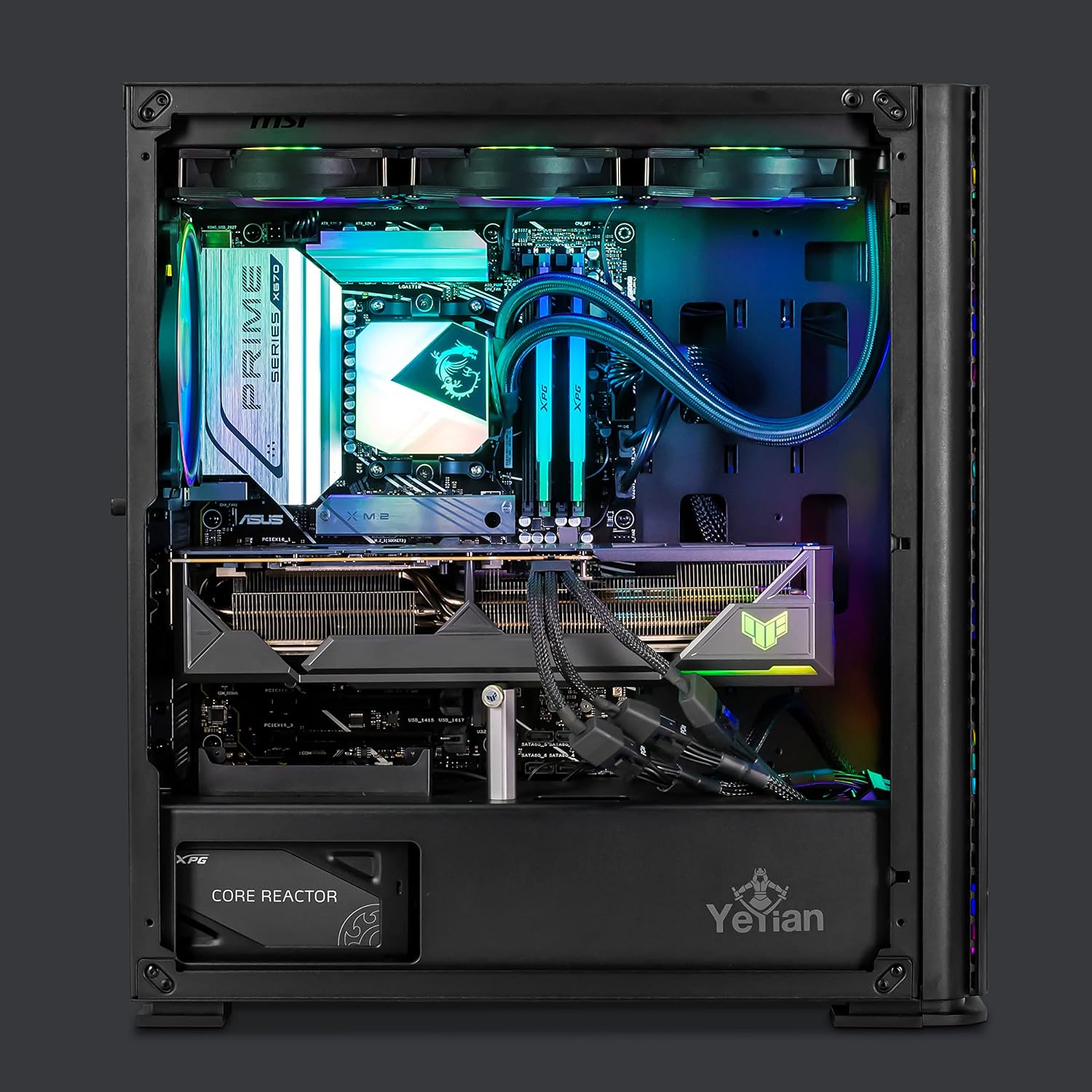 YEYIAN ODACHI Gaming Desktop Computer, AMD Ryzen 9 7950X, GeForce RTX 4090, 32GB DDR5 5600MHz RAM, 2TB M.2 SSD + 2TB HDD, Liquid Cooler VR Ready Gaming PC, 1000W Platinum PSU, USB-C 3.2, Win 11 Home