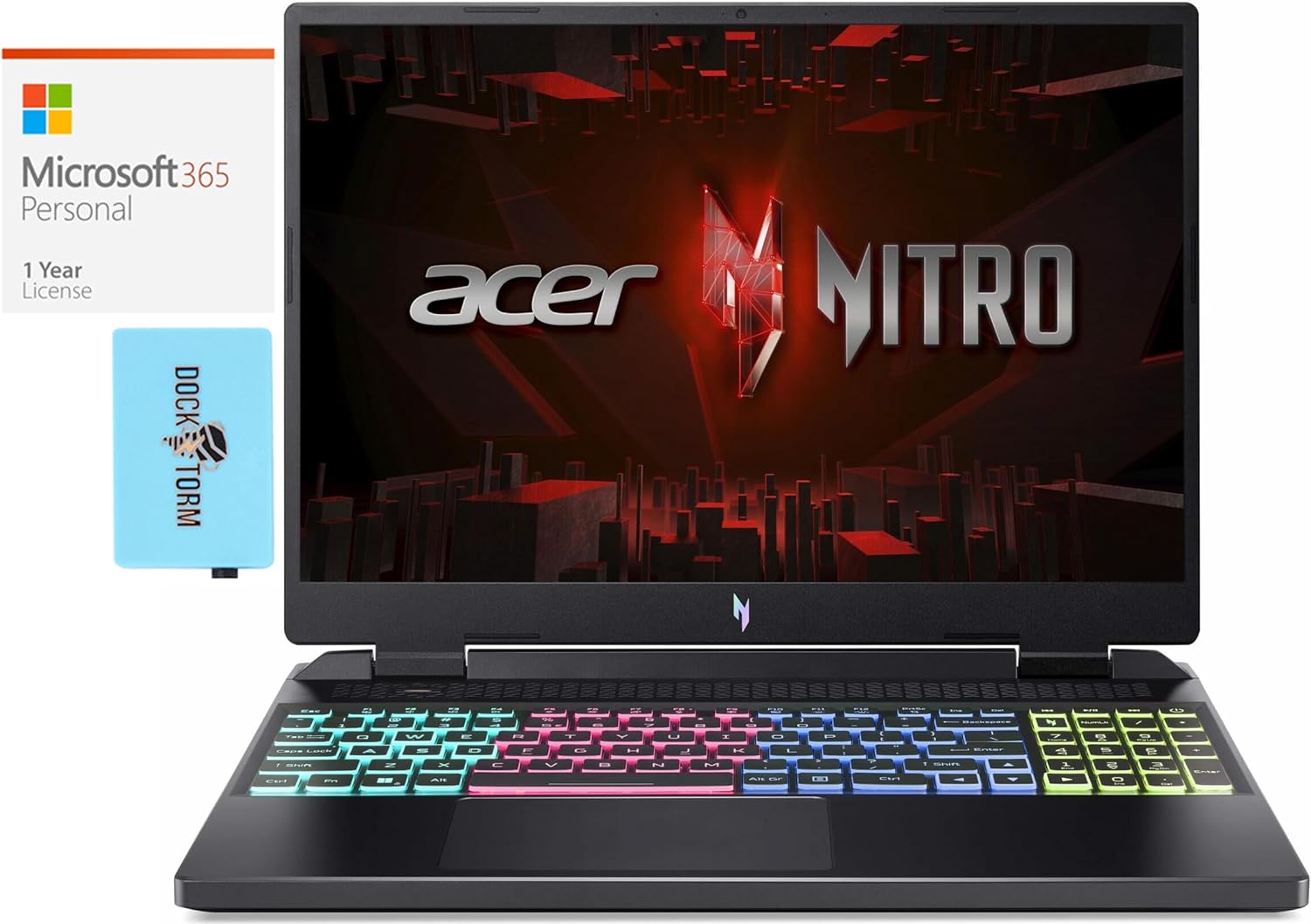 acer Nitro 16 Gaming  Entertainment Laptop (Intel i7-13620H 10-Core, 64GB DDR5 4800MHz RAM, 2x8TB PCIe SSD (16TB), GeForce RTX 4050, 16.0 Win 11 Pro) with MS 365 Personal, Dockztorm Hub