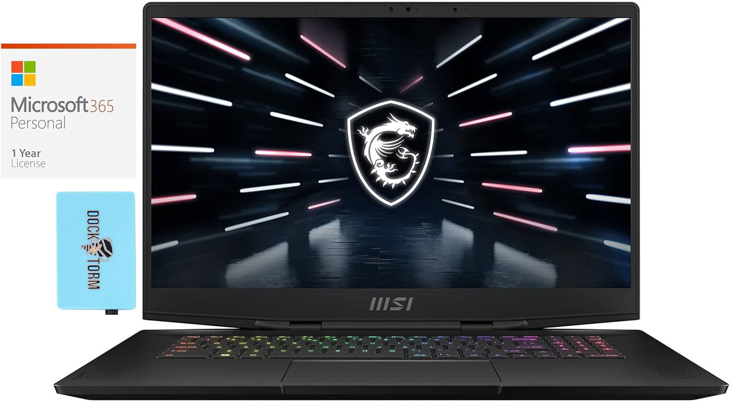 MSI Stealth GS77 -17 Gaming  Entertainment Laptop (Intel i9-12900H 14-Core, 32GB DDR5 4800MHz RAM, 2x4TB PCIe SSD RAID 0 (8TB), Win 11 Pro) with MS 365 Personal , Hub