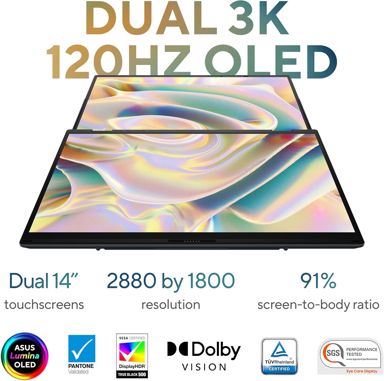 ASUS Zenbook Duo Laptop, Dual 14” OLED 3K 120Hz Touch Display, Intel Evo Certified, Intel Core Ultra 9 185H CPU, Intel Arc Graphics, 32GB RAM, 1TB SSD, Windows 11, Inkwell Gray, UX8406MA-PS99T