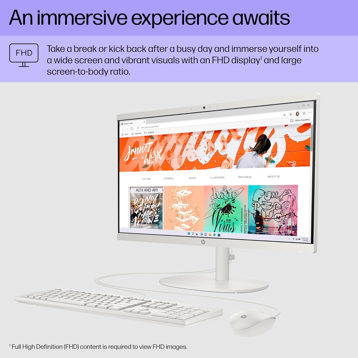 HP 22 inch All-in-One Desktop PC, FHD Display, Intel N200, 8 GB RAM, 256 GB SSD, Intel UHD Graphics, Windows 11 Home, 22-dg0012 (2024)