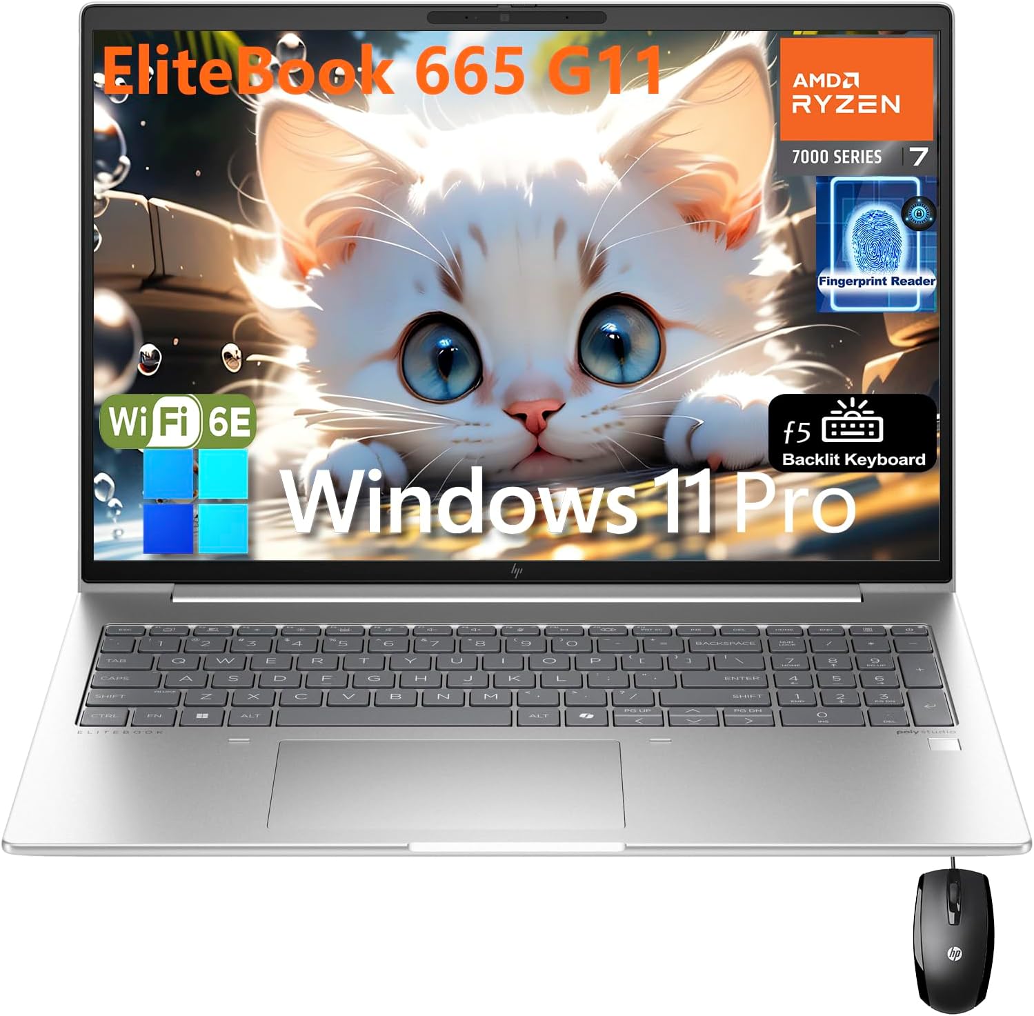 HP Elitebook 665 G11 16 FHD+ Business Laptop Computer, Octa-Core AMD Ryzen 7 7735U (Beat i7-1270P), 64GB DDR5 RAM, 2TB PCIe SSD, WiFi 6E, Backlit KB, Fingerprint Reader, Windows 11 Pro, Befectoy