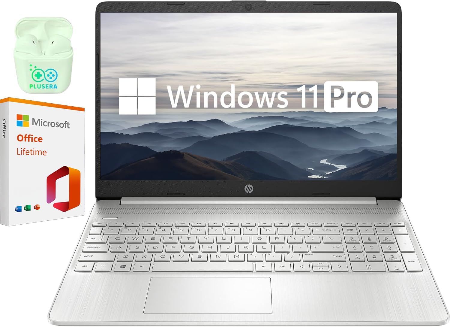 HP Laptop, 15.6 Business Laptop Computer, Windows 11 Pro with Microsoft Office Lifetime Suite, Intel Core i5 Quad-Core,1920x1080 FHD, Plusera Earphones, Silver (Intel Core i5, 36GB RAM | 1TB SSD)