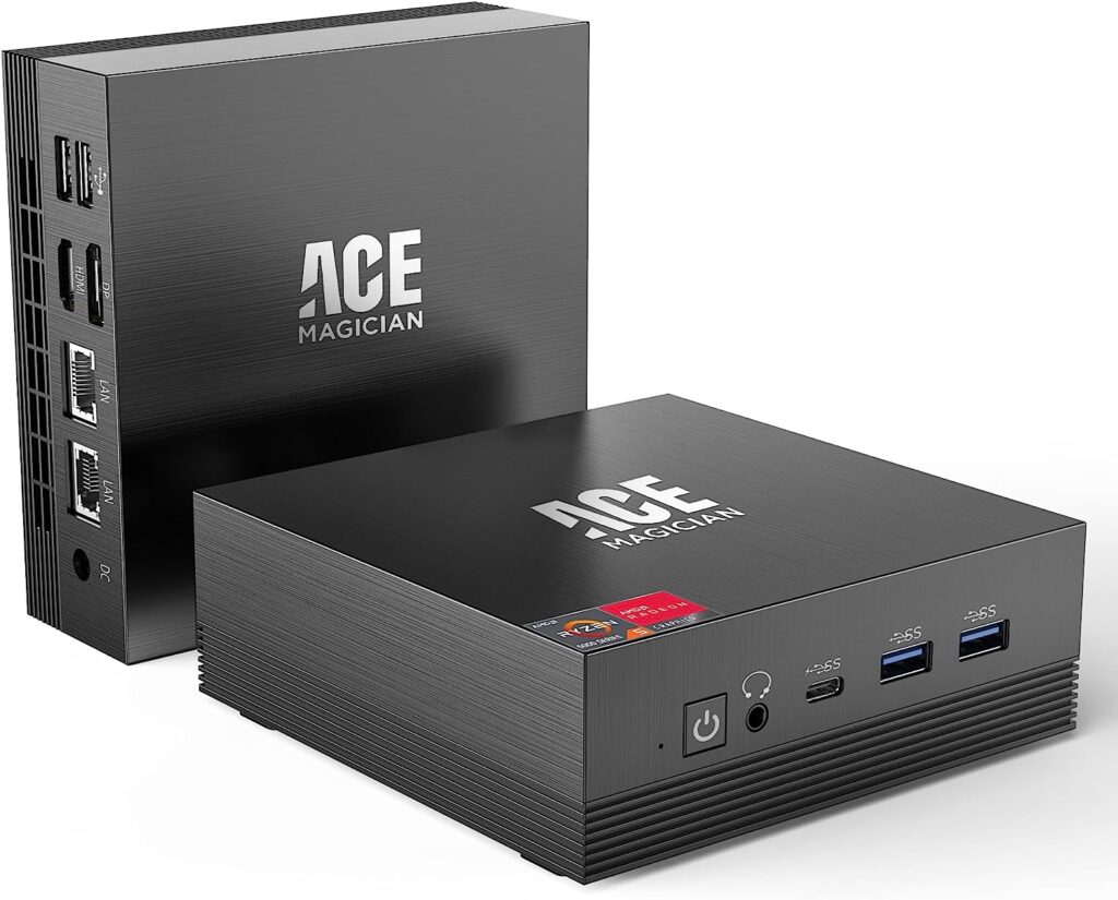 ACEMAGICIAN Mini PCãDual LANãAMD Ryzen 5 5500U, 16GB DDR4 512GB NVMe PCIe3.0 SSD Win 11 Proã4K@60Hz Triple DisplayãMini Desktop Computers,Gaming PC 6C/12T, up to 4.0GHz,USB-C/BT4.0/Wi-Fi6/Dual Channel