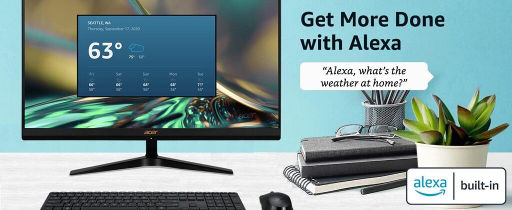Acer Aspire C24-1700-UA91 AIO Desktop | 23.8 Full HD IPS Display | 12th Gen Intel Core i3-1215U | Intel UHD Graphics | 8GB DDR4 | 512GB NVMe M.2 SSD | Intel Wireless Wi-Fi 6 | Windows 11 Home,Black
