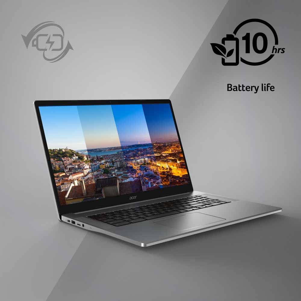 Acer Chromebook 317 CB317-1H-C6RK Laptop | Intel Celeron N4500 | 17.3 Full HD IPS Display | 4GB LPDDR4X | 128GB eMMC | Intel Wireless Wi-Fi 6 AX201 802.11ax | Chrome OS, Silver