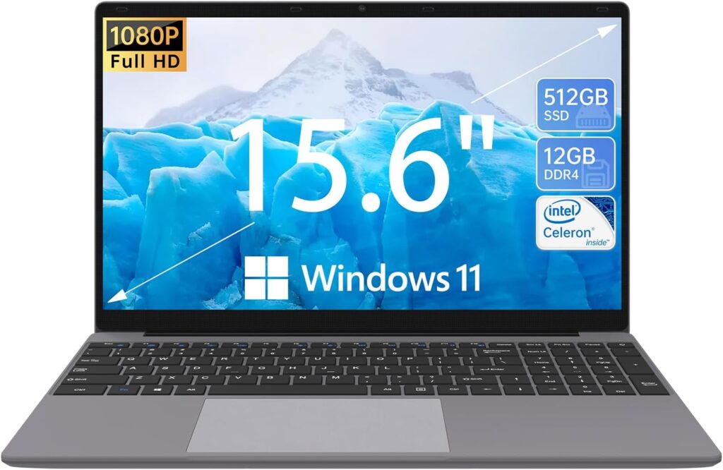 ApoloSign 15.6 Laptop, 12GB RAM 512GB SSD, Windows 11 Laptop Computer, Intel Jasper Lake N5095(up to 2.8GHz), FHD IPS Display, Ultra Slim, Mini-HDMI