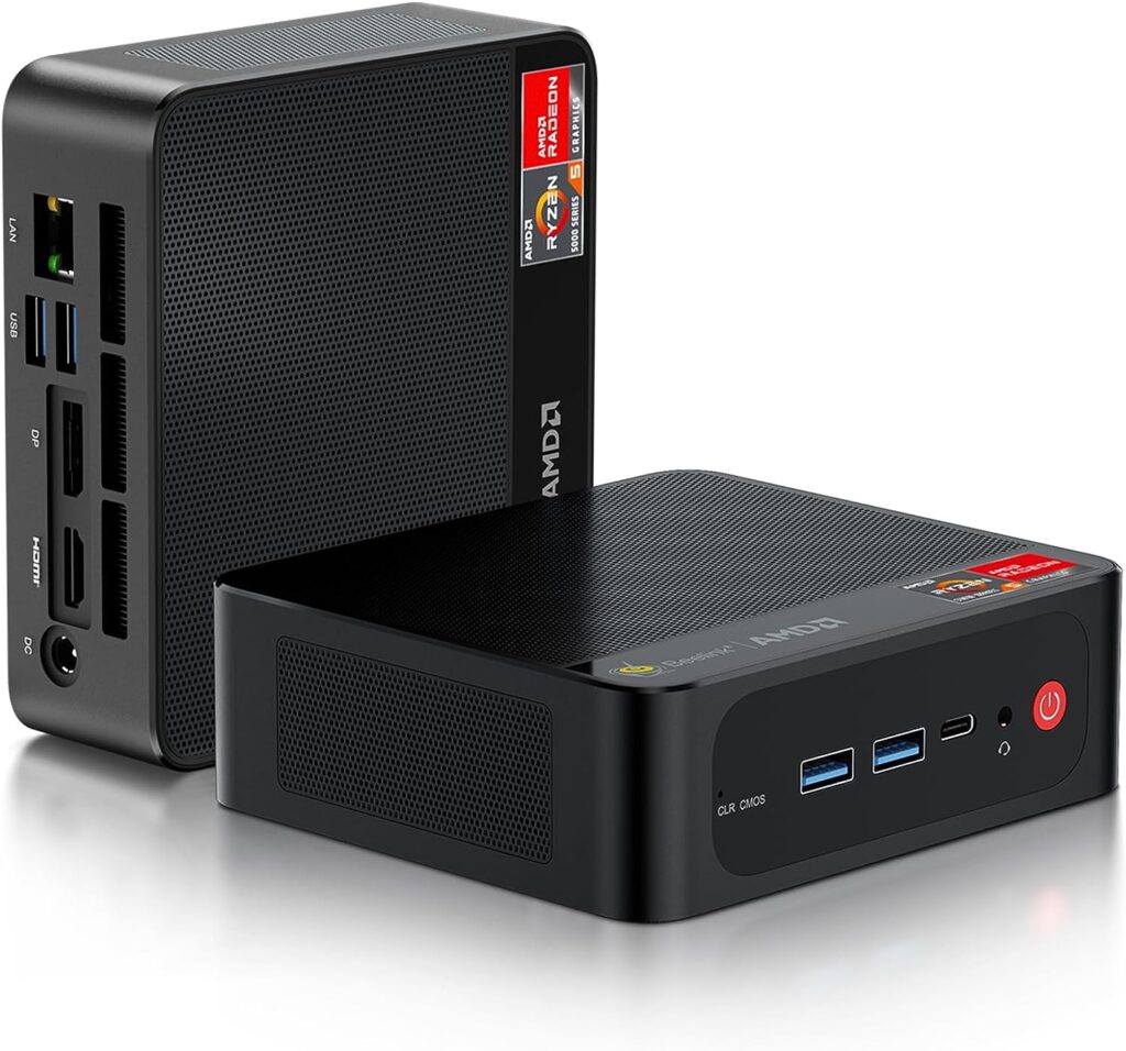 Beelink Mini PC, AMD Ryzen 5 5500U (6C/12T up to 4.0Ghz), 16G DDR4 1TB M.2 2280 NVMe SSD, Win 11 Pro SER5 Mini Desktop Computer 4K@60Hz Output HDMI/DP1.4/Type-C/WiFi 6/BT5.2/USB3.2/HTPC/Gaming/Home