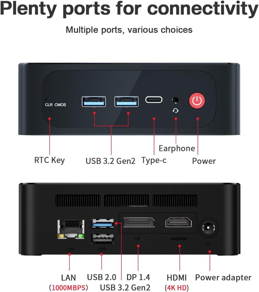 Beelink Mini PC, AMD Ryzen 5 5500U (6C/12T up to 4.0Ghz), 16G DDR4 1TB M.2 2280 NVMe SSD, Win 11 Pro SER5 Mini Desktop Computer 4K@60Hz Output HDMI/DP1.4/Type-C/WiFi 6/BT5.2/USB3.2/HTPC/Gaming/Home