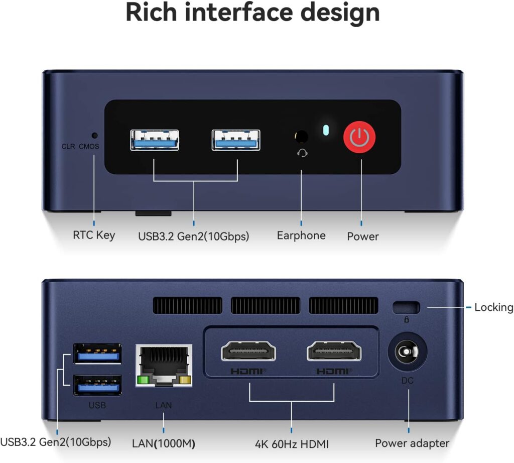 Beelink Mini PC, Intel 12th Gen Alder Lake- N95(up to 3.4GHz), 8GB DDR4 RAM 256GB PCIe SSD, Mini S12 Desktop Computer Support 4K Dual Display/USB3.2/WiFi 5/BT4.2/Gigabit Ethernet for Home/Office