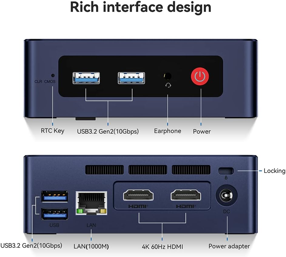 Beelink Mini PC, Mini S12 Mini Computer 12th Gen Quad-Core N95, Desktop Computers 16G DDR4 RAM 500 SSD, Small PC 4K UHD Dual HDMI, 2.4G+5G WiFi Gigabit Ethernet/BT4.0 for Office/Home/HTPC/Family-NAS