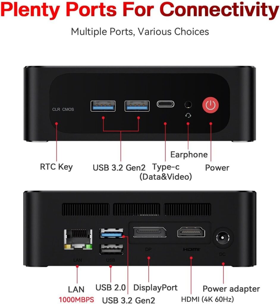 Beelink SER5 Mini PC 32GB RAM 500GB M.2 SSD,AMD Ryzen 7 5800H(8C/16T,Up to 4.4GHz) Mini Computer,Micro PC Triple Display,Mini Desktop Computer WiFi6/BT5.2/Dual Fans