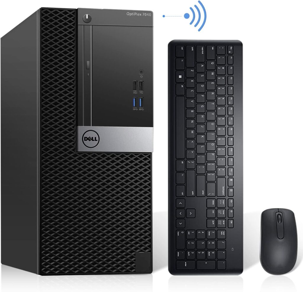 Dell OptiPlex 7040 Mini Tower PC, Intel Quad Core i7-6700 3.40GHz, 32GB DDR4 512GB NVMe M.2 SSD 2TB HDD, AX200 Built-in WiFi 6 Bluetooth 5.2 HDMI Wireless Keyboard  Mouse Windows10 Pro (Renewed)