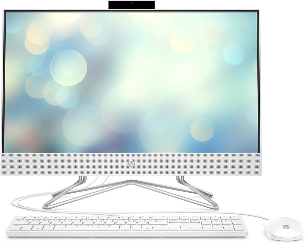 HP 22 All-in-One Desktop, AMD Athlon Silver 3050U Processor, AMD Radeon Graphics, 4 GB RAM, 256 GB SSD, Windows 11 Home (22-dd0210, Snow white)