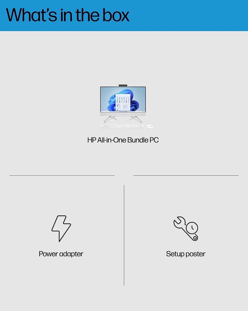 HP All-in-One Bundle PC, 23.8 FHD Micro-Edge Touchscreen Display, AMD Ryzen 5 processor, AMD Radeon Graphics, 12 GB RAM, 512 GB SSD, Windows 11 Home OS, Wi-Fi (24-cb1142, 2022)