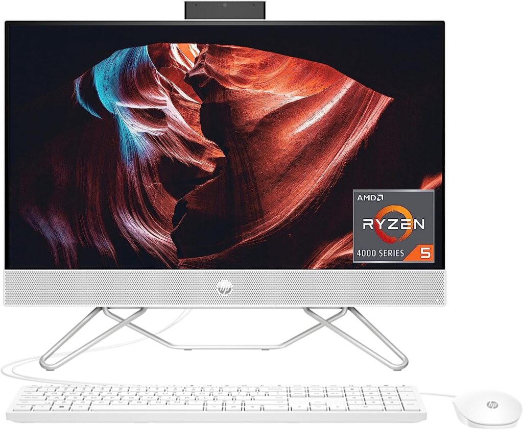 HP All-in-One Bundle PC, 23.8 FHD Micro-Edge Touchscreen Display, AMD Ryzen 5 processor, AMD Radeon Graphics, 12 GB RAM, 512 GB SSD, Windows 11 Home OS, Wi-Fi (24-cb1142, 2022)