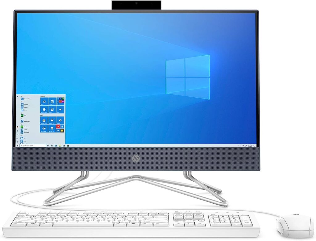 HP All-in-One Desktop Computer 21.5 FHD Screen/ Intel Celeron G5900T/ 4GB DDR4 RAM/ 256GB SSD/DVD-Writer/AC WiFi/HDMI/Bluetooth/Blue/Windows 10 Home (Renewed)