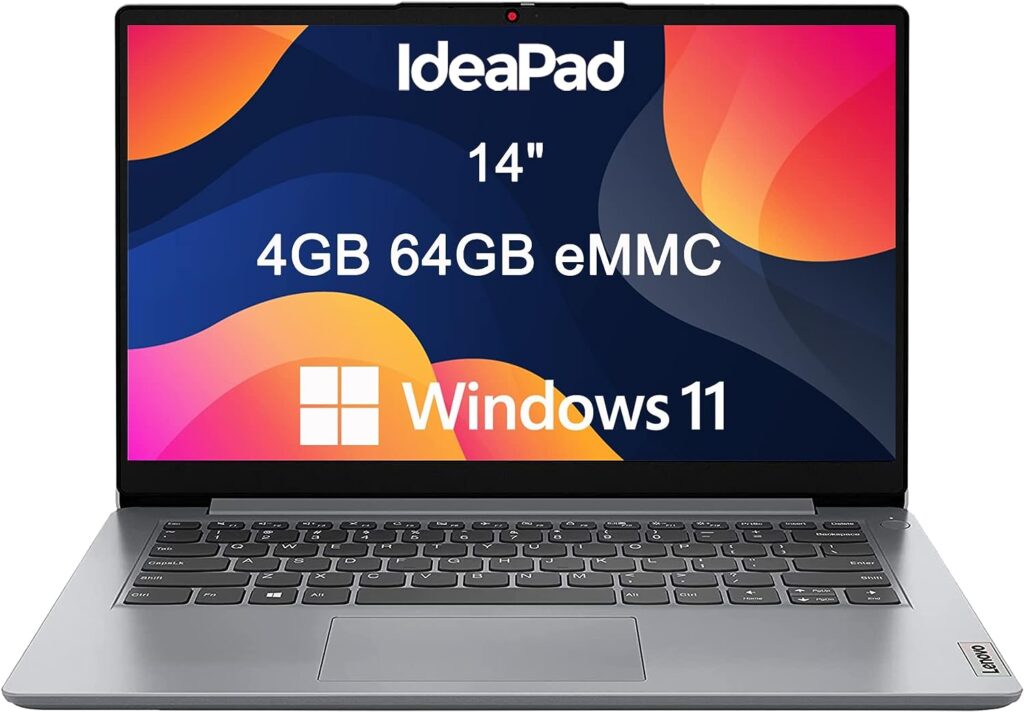 Lenovo Ideapad 1i 14 HD (Intel Dual-Core Celeron N4020, 4GB DDR4 RAM, 64GB Storage, UHD Graphics, Anti-Glare, Webcam) Home  Education Laptop, Bluetooth, Wi-Fi 6, Type-C, Win 11 Home in S Mode