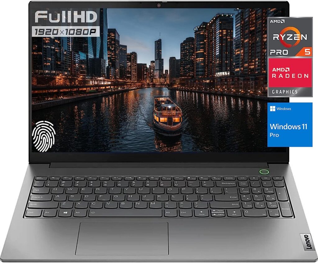Lenovo ThinkBook Essential Laptop, 15.6 FHD IPS Anti-Glare Display, AMD Ryzen 5 Processor (6 Cores, 4.0GHz), 12GB Memory, 512GB SSD Storage, Backlit Keyboard, Fingerprint Reader, Windows 11 Pro