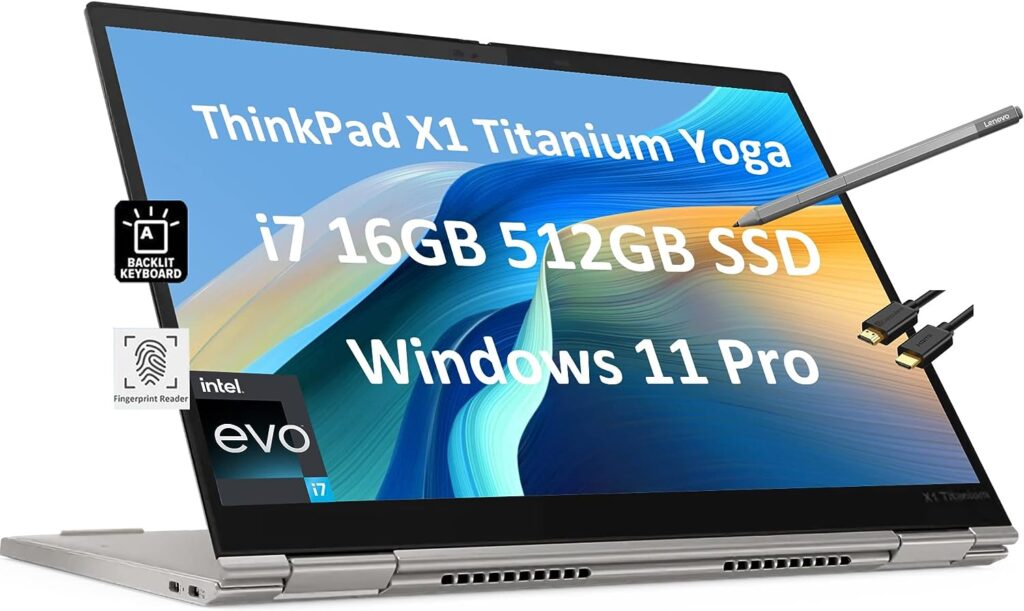 Lenovo ThinkPad X1 Titanium Yoga 13.5 2-in-1 Laptop (Intel Core i7-1160G7, 16GB RAM, 512GB SSD, QHD Touchscreen) Precision Pen, Lightweight 2.54lbs, 3-Year Warranty, Business PC, Win 11 Pro - 2023