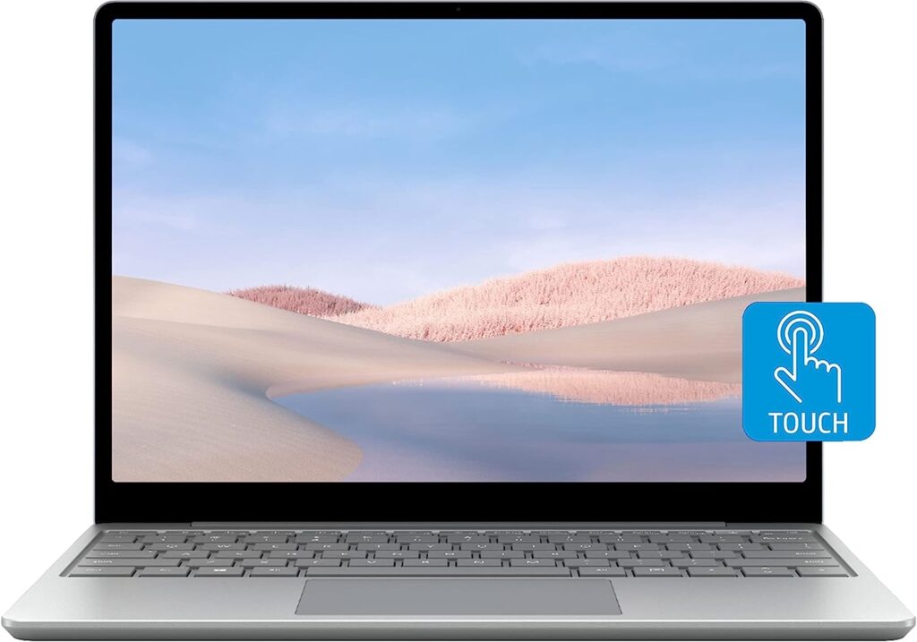 Microsoft Surface Laptop Go 12.4 Touchscreen, Intel Core i5-1035G1 Processor, 4 GB RAM, 128GB PCIe SSD, Up to 13Hr Battery Life, WiFi, Webcam, Windows 11 Pro, Platinum Silver