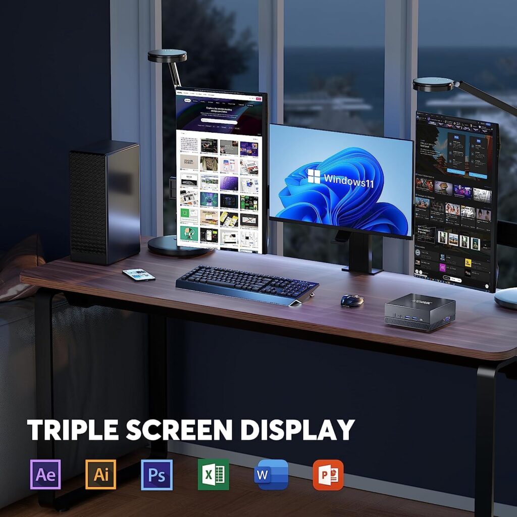 Mini PC Intel i5 11320H Mini Desktop Computers 8 Threads, Up to 4.50 GHz, 16GB DDR4 512GB M.2 2280 SSD Micro PC Windows 11 Pro, Support 4K UHD/WiFi 6/BT 5.2/Dual HDMI/LAN/USB 3.0/VESA