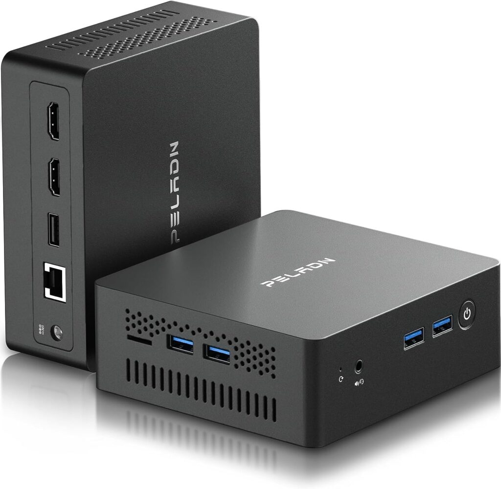 PELADN WI-5 Mini PC Windows 11 Pro Intel J4105 (Up to 2.5GHz), 8GB DDR4 256GB SSD Mini Computer Small Desktop PC, 4K HD, BT4.0, Dual HDMI Ports, 2.4G/5G WiFi, Gigabit Ethernet Support