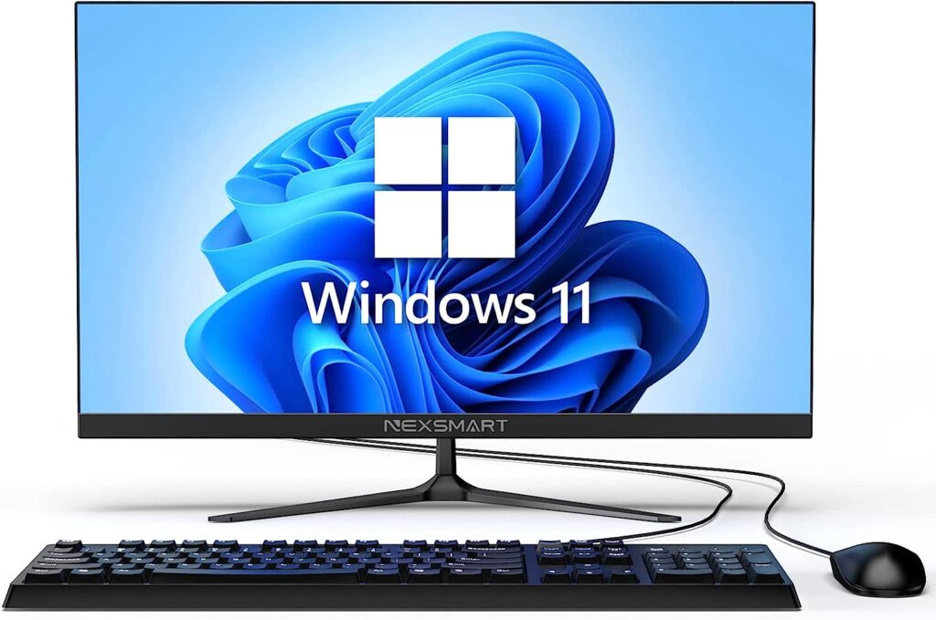 Windows 11 Desktop Computer Intel Celeron N5095 2.9Ghz All in One PC 23 inch 8GB RAM 512GB SSD 1920 * 1080 IPS Display Computer with Dual-Band WiFi  Bluetooth Keyboard and Mouse