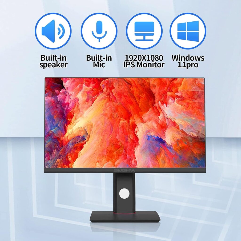 24” All-in-One Computers, Intel i7 Quad-Core Windows 11 Desktop Computer with Camera, 8G Ram 512G SSD IPS HD Display, WiFi Bluetooth for Home Entertainment Business Office (i7-Black)