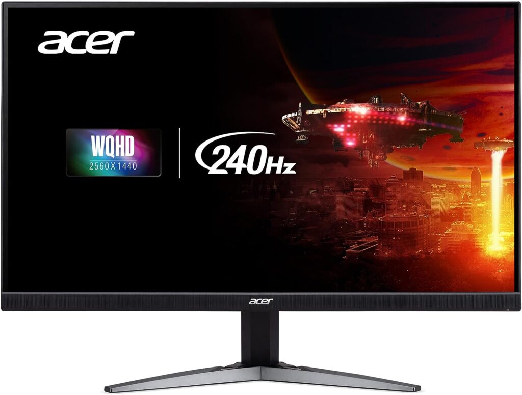 Acer Nitro 27 WQHD 2560 x 1440 PC Gaming Monitor | AMD FreeSync Premium | Up to 240Hz Refresh | Up to 0.5ms HDR350 | DCI-P3 90% | 1 x Display Port 1.4  2 x HDMI 2.1 | KG271U Xbmiipx